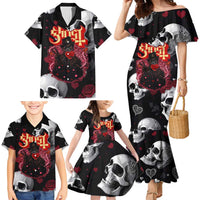 Ghost Valentine Family Matching Mermaid Dress and Hawaiian Shirt with Rockets Skull Heart Pattern