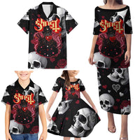 Ghost Valentine Family Matching Puletasi and Hawaiian Shirt with Rockets Skull Heart Pattern