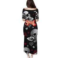Ghost Valentine Family Matching Puletasi and Hawaiian Shirt with Rockets Skull Heart Pattern
