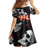 Ghost Valentine Family Matching Short Sleeve Bodycon Dress and Hawaiian Shirt with Rockets Skull Heart Pattern