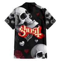 Ghost Valentine Family Matching Summer Maxi Dress and Hawaiian Shirt with Rockets Skull Heart Pattern