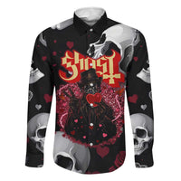 Ghost Valentine Family Matching Summer Maxi Dress and Hawaiian Shirt with Rockets Skull Heart Pattern