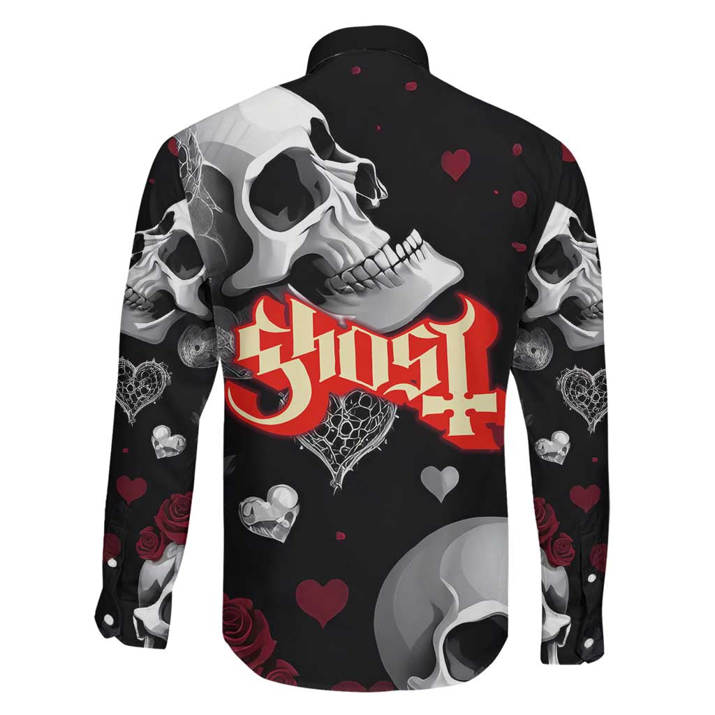 Ghost Valentine Family Matching Summer Maxi Dress and Hawaiian Shirt with Rockets Skull Heart Pattern
