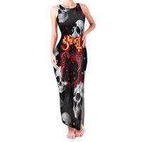 Ghost Valentine Family Matching Tank Maxi Dress and Hawaiian Shirt with Rockets Skull Heart Pattern