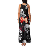 Ghost Valentine Family Matching Tank Maxi Dress and Hawaiian Shirt with Rockets Skull Heart Pattern