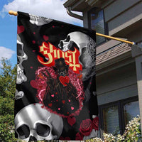Ghost Valentine Garden Flag with Rockets Skull Heart Pattern