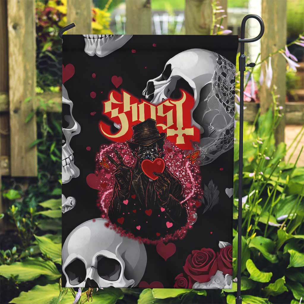 Ghost Valentine Garden Flag with Rockets Skull Heart Pattern