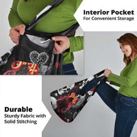Ghost Valentine Grocery Bag with Rockets Skull Heart Pattern