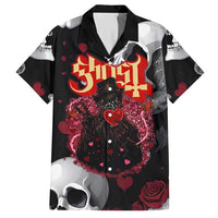 Ghost Valentine Hawaiian Shirt with Rockets Skull Heart Pattern