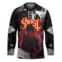 Ghost Valentine Hockey Jersey with Rockets Skull Heart Pattern