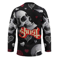 Ghost Valentine Hockey Jersey with Rockets Skull Heart Pattern