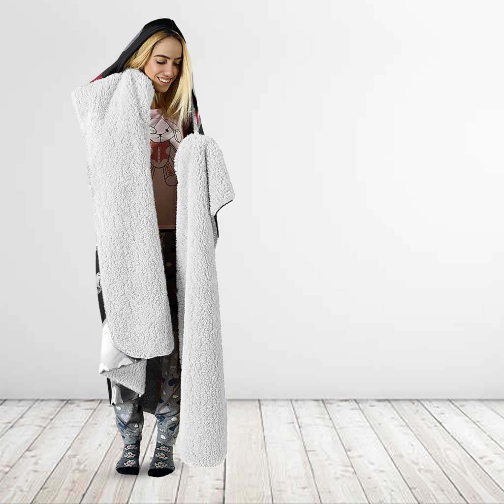 Ghost Valentine Hooded Blanket with Rockets Skull Heart Pattern