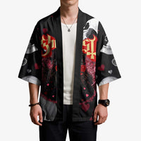 Ghost Valentine Kimono with Rockets Skull Heart Pattern
