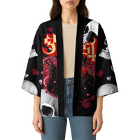 Ghost Valentine Kimono with Rockets Skull Heart Pattern