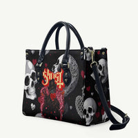 Ghost Valentine Leather Bag with Rockets Skull Heart Pattern