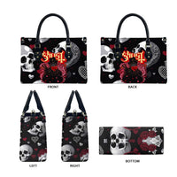 Ghost Valentine Leather Bag with Rockets Skull Heart Pattern