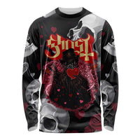 Ghost Valentine Long Sleeve Shirt with Rockets Skull Heart Pattern