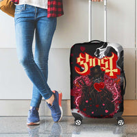 Ghost Valentine Luggage Cover with Rockets Skull Heart Pattern