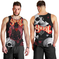 Ghost Valentine Men Tank Top with Rockets Skull Heart Pattern