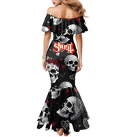 Ghost Valentine Mermaid Dress with Rockets Skull Heart Pattern