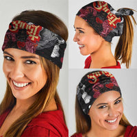 Ghost Valentine Neck Gaiter with Rockets Skull Heart Pattern