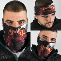 Ghost Valentine Neck Gaiter with Rockets Skull Heart Pattern