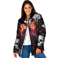 Ghost Valentine Padded Jacket with Rockets Skull Heart Pattern