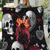 Ghost Valentine Quilt with Rockets Skull Heart Pattern