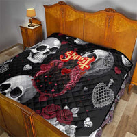 Ghost Valentine Quilt with Rockets Skull Heart Pattern