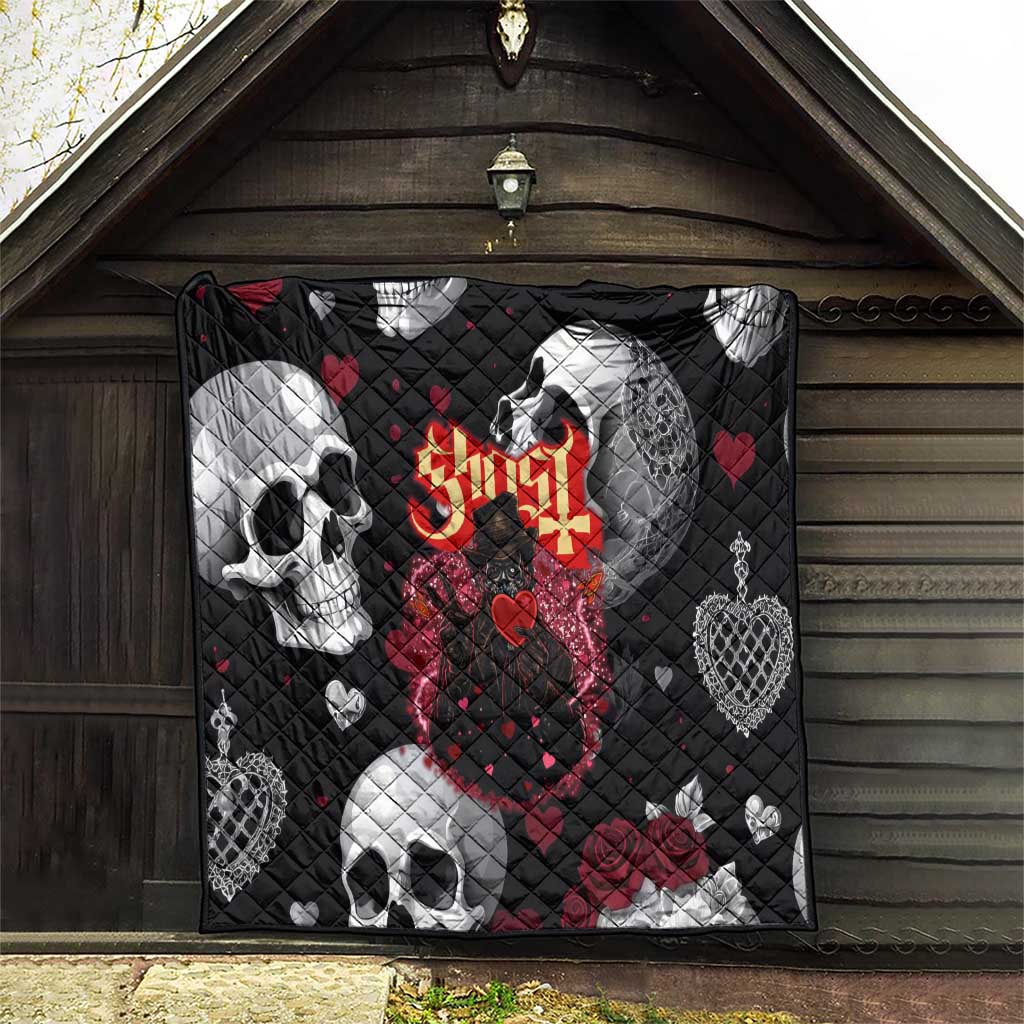 Ghost Valentine Quilt with Rockets Skull Heart Pattern