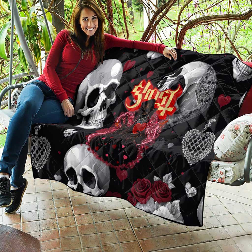 Ghost Valentine Quilt with Rockets Skull Heart Pattern