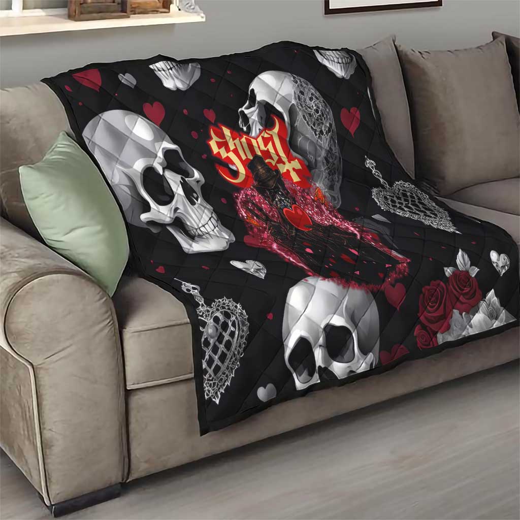 Ghost Valentine Quilt with Rockets Skull Heart Pattern