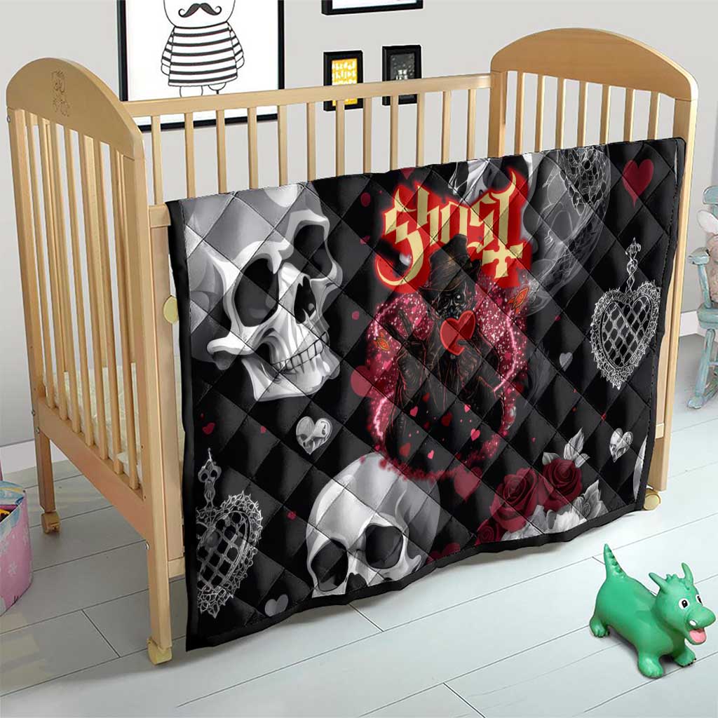 Ghost Valentine Quilt with Rockets Skull Heart Pattern