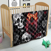 Ghost Valentine Quilt with Rockets Skull Heart Pattern