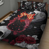 Ghost Valentine Quilt Bed Set with Rockets Skull Heart Pattern