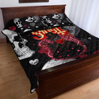 Ghost Valentine Quilt Bed Set with Rockets Skull Heart Pattern