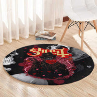 Ghost Valentine Round Carpet with Rockets Skull Heart Pattern
