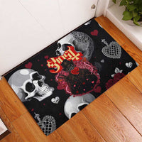 Ghost Valentine Rubber Doormat with Rockets Skull Heart Pattern