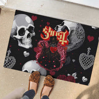 Ghost Valentine Rubber Doormat with Rockets Skull Heart Pattern
