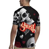 Ghost Valentine Rugby Jersey with Rockets Skull Heart Pattern