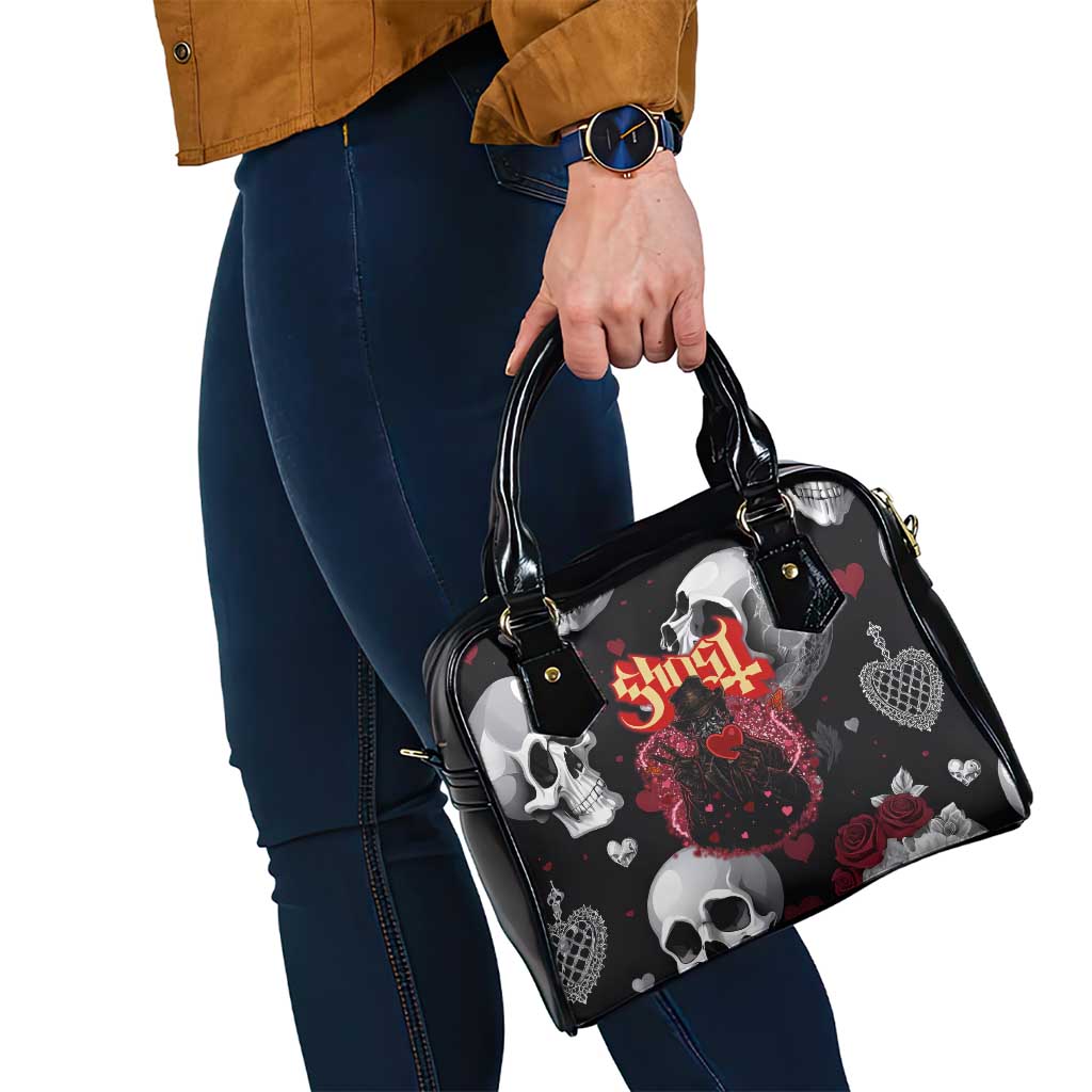 Ghost Valentine Shoulder Handbag with Rockets Skull Heart Pattern