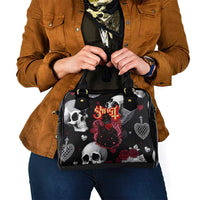 Ghost Valentine Shoulder Handbag with Rockets Skull Heart Pattern