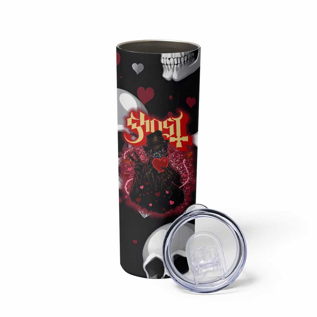 Ghost Valentine Skinny Tumbler with Rockets Skull Heart Pattern