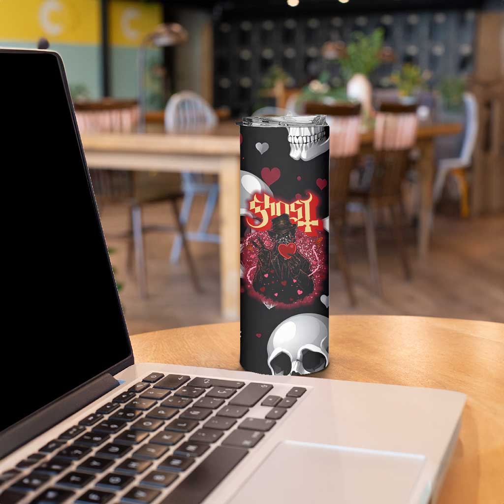 Ghost Valentine Skinny Tumbler with Rockets Skull Heart Pattern