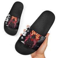 Ghost Valentine Slide Sandals with Rockets Skull Heart Pattern