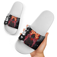 Ghost Valentine Slide Sandals with Rockets Skull Heart Pattern