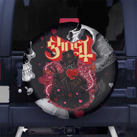 Ghost Valentine Spare Tire Cover with Rockets Skull Heart Pattern