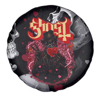 Ghost Valentine Spare Tire Cover with Rockets Skull Heart Pattern