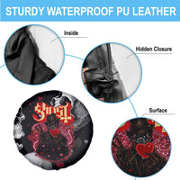 Ghost Valentine Spare Tire Cover with Rockets Skull Heart Pattern