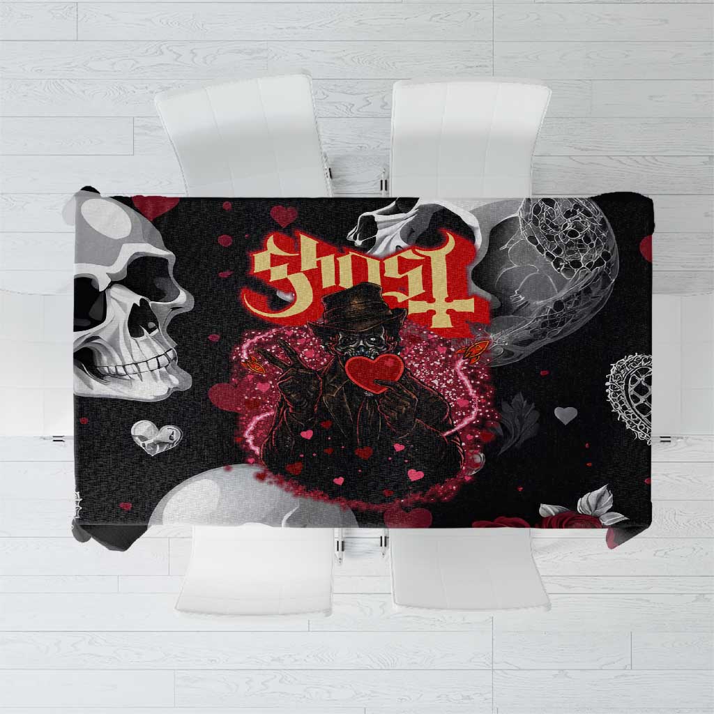 Ghost Valentine Tablecloth with Rockets Skull Heart Pattern